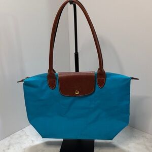 Authentic LongChamp Blue and Brown signature Tote Bag